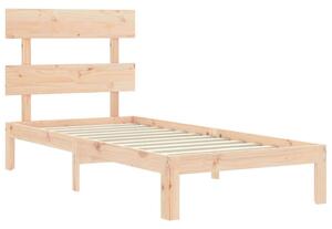 VidaXL tömör fa ágykeret fejtámlával 90 x 200 cm