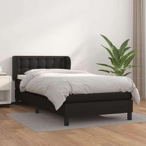 VidaXL fekete műbőr rugós ágy matraccal 90x190 cm