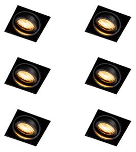 6 darabos süllyesztett spotlámpa készlet fekete, állítható, keret nélküli - Oneon Honey