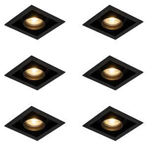 6 darabos modern, süllyesztett, állítható fekete spotlámpa készlet - Roof