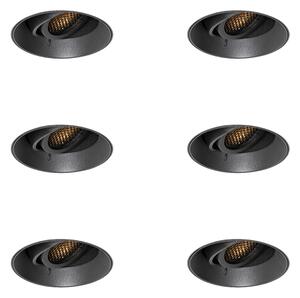 6 darabos modern süllyesztett spotlámpa készlet fekete GU10 kerek keret nélküli - Oneon Honey