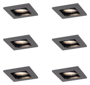 6 darabos modern süllyesztett spotlámpa készlet, fegyverszürke, GU10, 50mm, kerek, dönthető - Qure