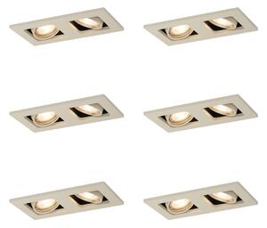 6 darabos modern, bézs színű, süllyesztett spotlámpa szett GU10 50mm állítható 2-lámpás - Qure