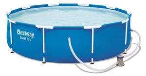 305x76 cm-es kör alakú fémvázas kék családi medence szett vízforg
