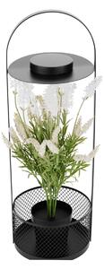 KONDELA Dekoratív állvány virágcsereppel, LED világítás, 50 cm, művirággal, VELOM TYP 1