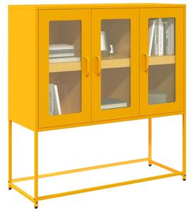 Mustársárga hideghengerelt acél tálalószekrény 100,5x39x107 cm