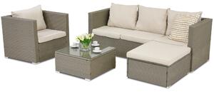 Garden Point Roma Corner 5 technorattán kerti bútorok, világosszürke