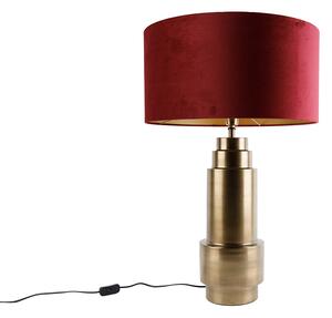 Asztali lámpa bronz bársony árnyékolóval, piros arannyal, 50 cm - Bruut