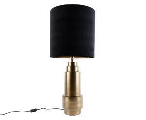 Asztali lámpa bronz bársony árnyékolóval fekete arannyal 40 cm - Bruut