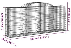 VidaXL 13 db íves horganyzott vas gabion kosár 300x50x120/140 cm