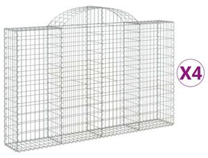 VidaXL 4 db íves horganyzott vas gabion kosár 200x30x120/140 cm