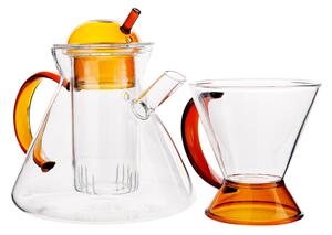 TEMPO-KONDELA KONVO, teáskanna szűrővel és csészével, 500 + 180 ml, üveg