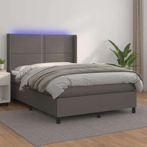 VidaXL LED-es Ágy - Műbőr - 140x190 cm