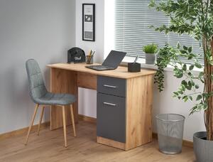 Íróasztal, 1 Fiókkal és 1 Ajtóval, Forgácslap Elmo Tölgy / Antracit, H120xSz55xM78 cm