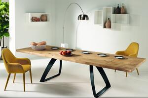 PONTE tölgyfa furnér bővíthető design étkezőasztal - natur/fekete