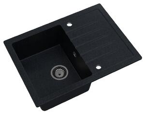 SINK Quality Mosogató Minőségi Titanite, konyhai gránit mosogató 680x495x215 mm + fekete szifon, fekete foltos-Brocade, SKQ-TIT.B.1KKO.XB