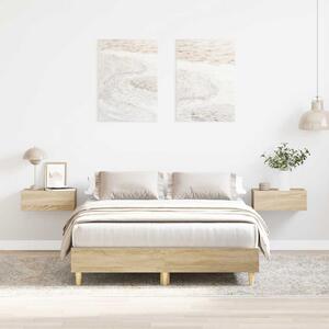 Sonoma tölgyszínű szerelt fa ágykeret matrac nélkül 135 x 190cm