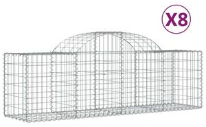 8 db íves horganyzott vas gabion kosár 200x50x60/80 cm