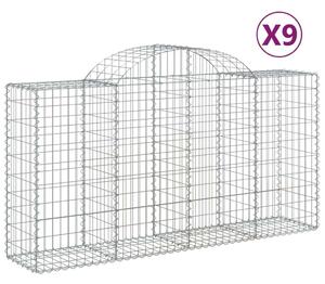 9 db íves horganyzott vas gabion kosár 200 x 50 x 100/120 cm