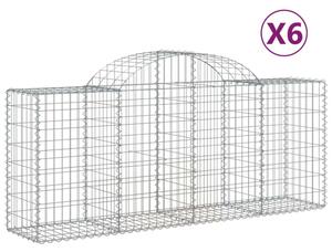6 db íves horganyzott vas gabion kosár 200x50x80/100 cm