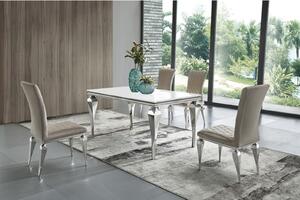 SANTOS modern üveg étkezőasztal - fehér - 150/200cm