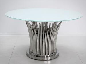 VERONICA kerek étkezőasztal - ezüst/fehér - 130cm