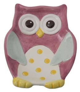 OWL rózsaszín és fehér porcelán szappantartó