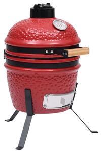 Kerámia Kamado Grillező és Füstölő - Piros - 56 cm