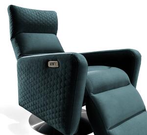 Kárpitozott Forgó Fotel, Elektromos Relax Mechanizmussal, Ostini Zöld, Sz72xM75xM116 cm