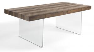 WAVER design étkezőasztal - 200cm - üveg/dió
