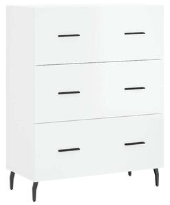 Modern Tálalószekrény - 3 Fiókos - Magasfényű Fehér - 70x34x90 cm