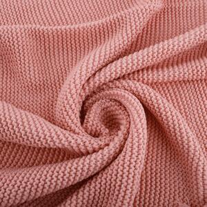 TEMPO-KONDELA KALANE, luxus kötött takaró bojttal, rózsaszín, 150x200 cm