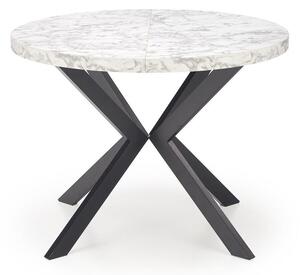 Asztal Houston 1495, Fekete, Fehér márvány, 75cm, Hosszabbíthatóság, Laminált forgácslap, Fém