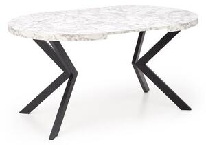Asztal Houston 1495, Fehér márvány, Fekete, 75cm, Hosszabbíthatóság, Laminált forgácslap, Fém