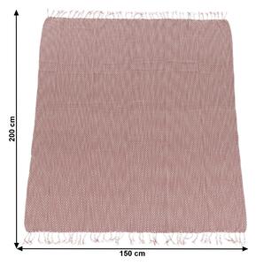 TEMPO-KONDELA TAVAU, kötött takaró bojttokkal, fáradt rózsaszín/mintás, 150x200 cm