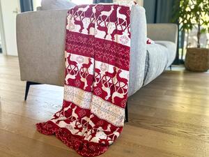 SOBI piros-fehér karácsonyi mikroplüss takaró Méret: 160 x 200 cm