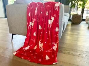 KARÁCSONYI piros karácsonyi mikroplüss takaró Méret: 160 x 200 cm