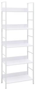 5 szintes fehér szerelt fa könyvespolc 60 x 27,6 x 158,5 cm