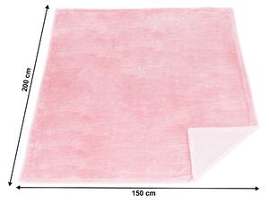 TEMPO-KONDELA SERGI, plüss csíkos takaró, világos rózsaszín, 150x200 cm