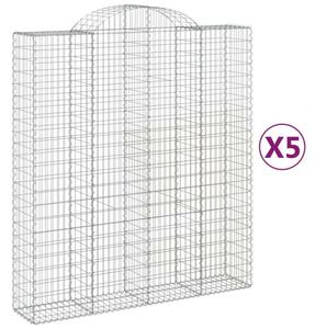 VidaXL 5 db íves horganyzott vas gabion kosár 200x50x220/240 cm