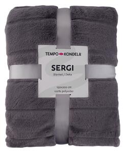 TEMPO-KONDELA SERGI, plüss csíkos takaró, sötétszürke, 150x200 cm