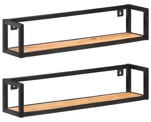 2 db tömör akácfa fali polc 80 cm