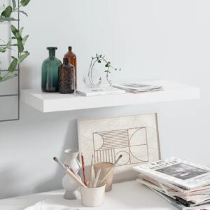 Magasfényű fehér MDF lebegő fali polc 60 x 23,5 x 3,8 cm
