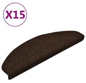 15 db barna tűlyukasztott öntapadó lépcsőszőnyeg 65 x 21 x 4 cm