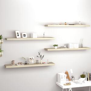 4 db tölgyszínű MDF lebegő fali polc 120 x 23,5 x 3,8 cm