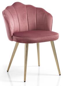 SHELL design bársony szék - rózsaszín