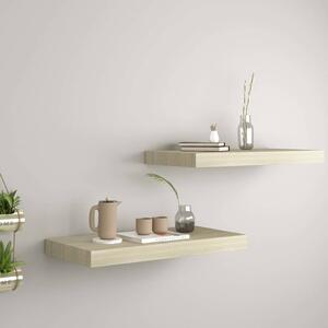 2 db tölgyszínű MDF lebegő fali polc 50 x 23 x 3,8 cm