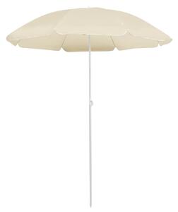 Homokszínű kültéri napernyő acél rúddal 180 cm