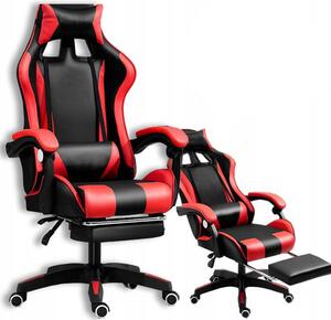 Kényelmes gamer szék fekete-piros masszázspárnával