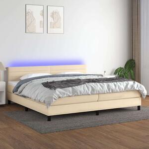 VidaXL Krémszínű Ágy Matraccal - 200x200 cm - LED Világítással